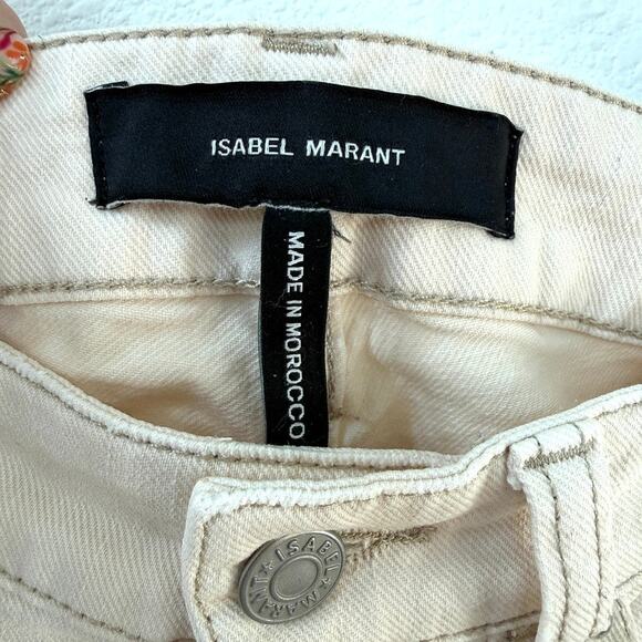 ISABEL MARANT Embroidered Studded Skinny Jeans Beige Cotton Boho Chic FR38 US 6 - Picture 3 of 9